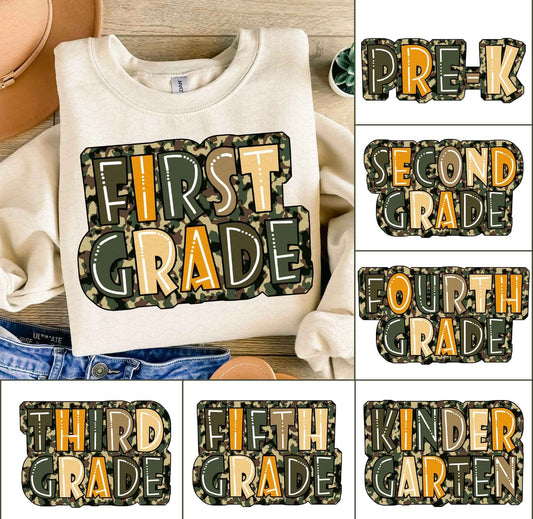 Camo back to school tee