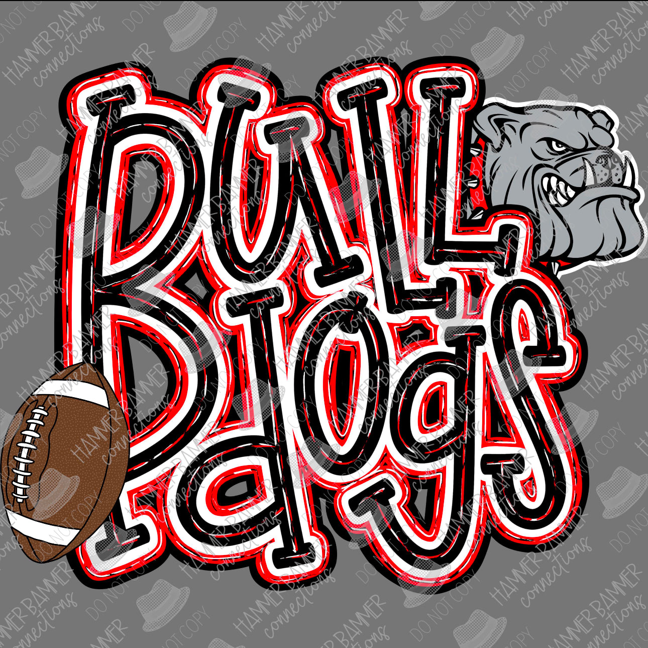 Bulldog doodle football